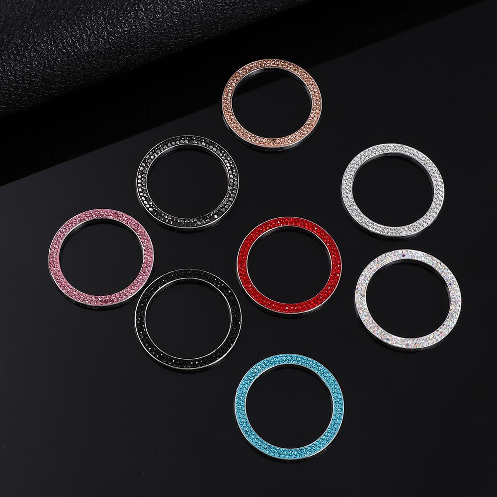 SUYO Ốp Nút Công Tắc Khởi Động Xe Hơi Hình Tròn Đính Đá Lấp Lánh Tiện Dụng