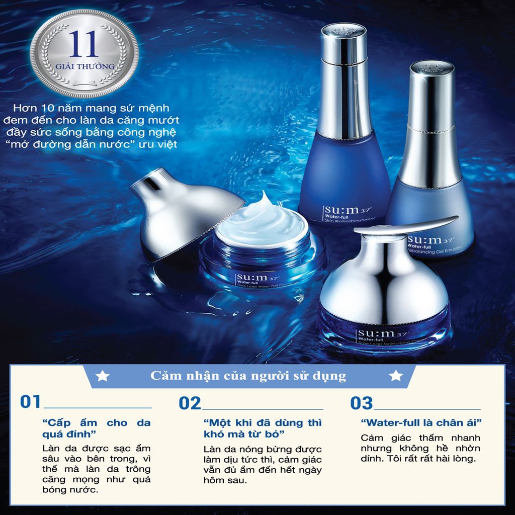 [Mã COSLG23 giảm 10%]Nước cân bằng cấp ẩm làm mềm và dịu da su:m37 Water-full Skin Refreshing Toner 170ml