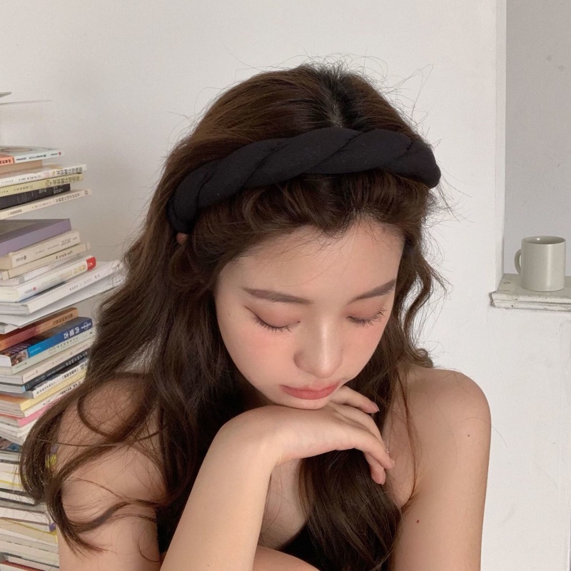 Băng đô cài tóc bằng vải bản rộng kiểu Pháp