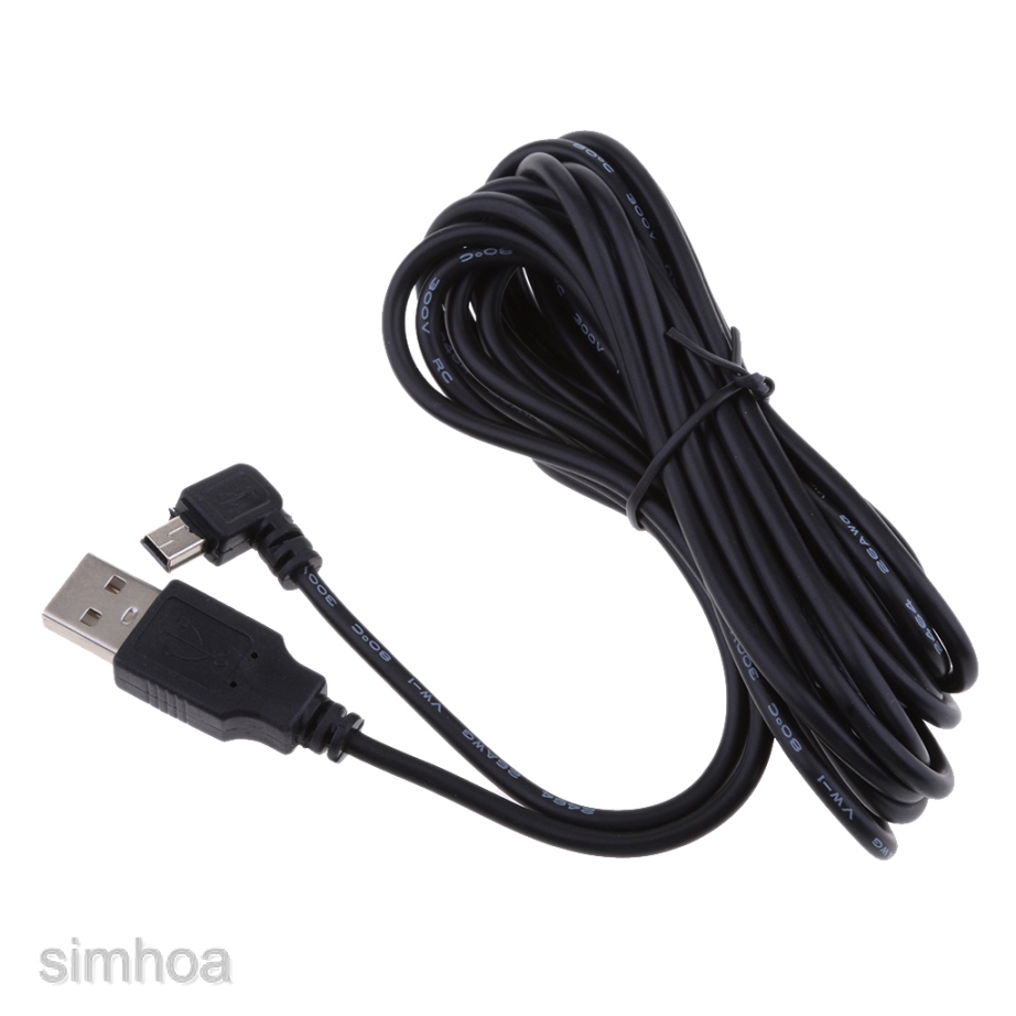 Dây Cáp Sạc USB Mini 3.5M 5V2A Đầu Bẻ Góc Phải 90 Độ Cho Xe Hơi