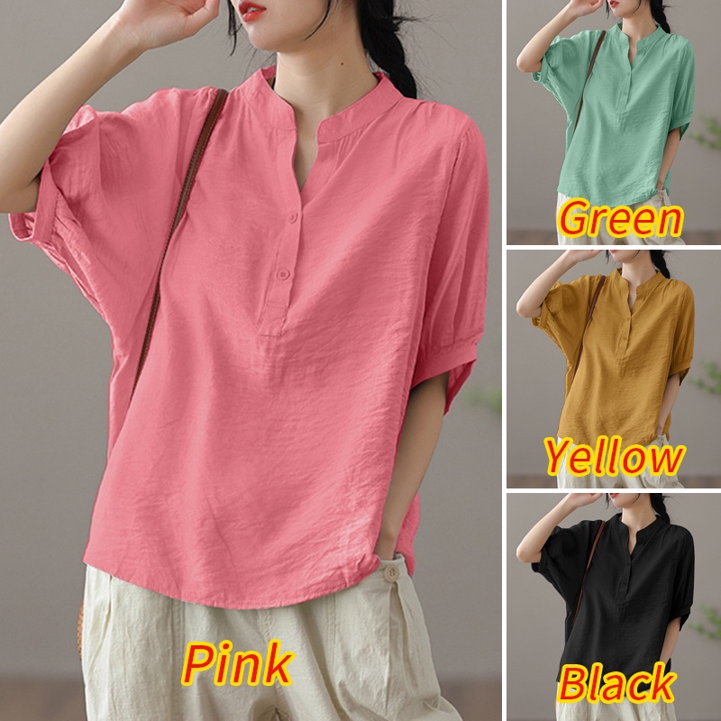Áo sơ mi Zanzea tay lửng cổ chữ V thời trang dành cho nữ