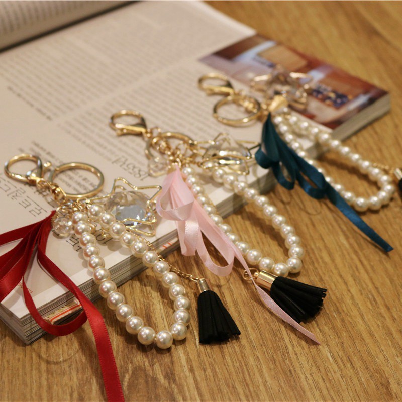 Korean version of the pearl flow soda pendant Dabao Stone Polygonal car Keychain fashion small-hanging