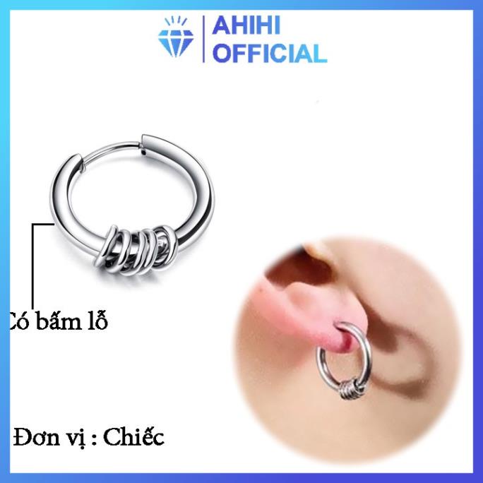 Bông tai nam inox cao cấp đẹp 1 chiếc kpop kết phụ kiện 5 khoen tròn nhỏ bấm lỗ tai ahihi.officialstore hot PTBTNA13