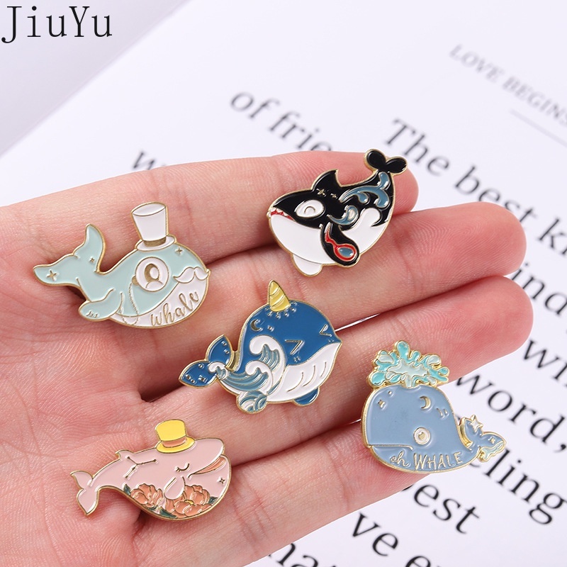 Ghim Cài Áo Hình Cá Voi/Cá Voi/Cá Mập Dễ Thương