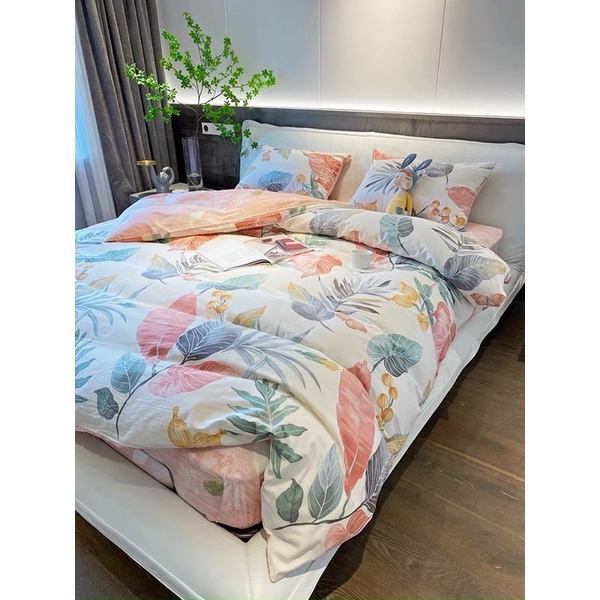 COTTON POLY|Bộ vỏ chăn ga cottong poly hàng nhập khẩu mẫu hoa bằng lăng ,đủ kích thước ga giường