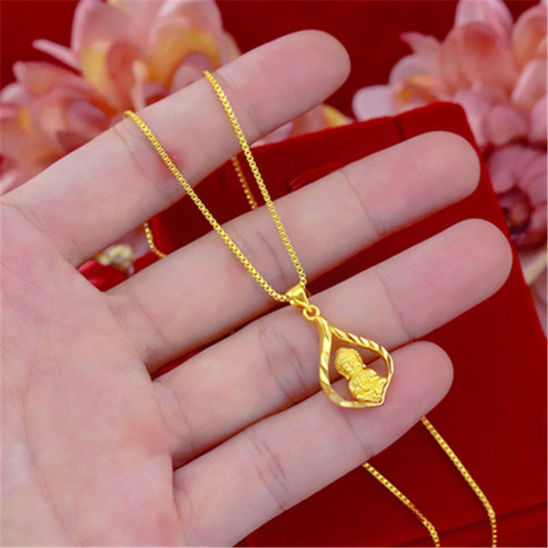 Dây Chuyền Xi Mạ Vàng 375%Phong Cách Hàn Quốc Little Buddha clavicle chain