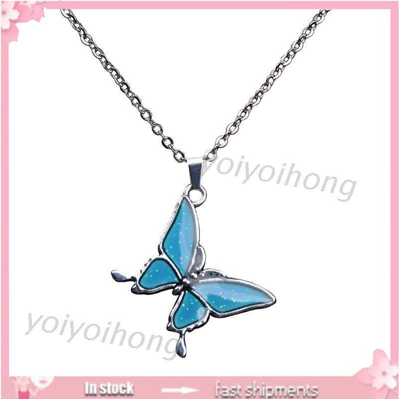 Dây Chuyền Mặt Bướm Đính Đá Thay Đổi Màu Sắc