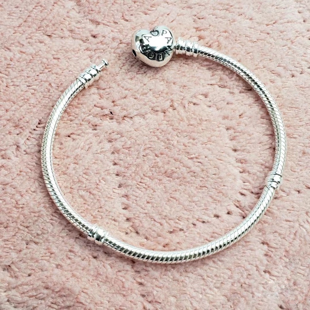 Pandora Vòng Tay Mạ Bạc 925 Đính Trái Tim Xinh Xắn