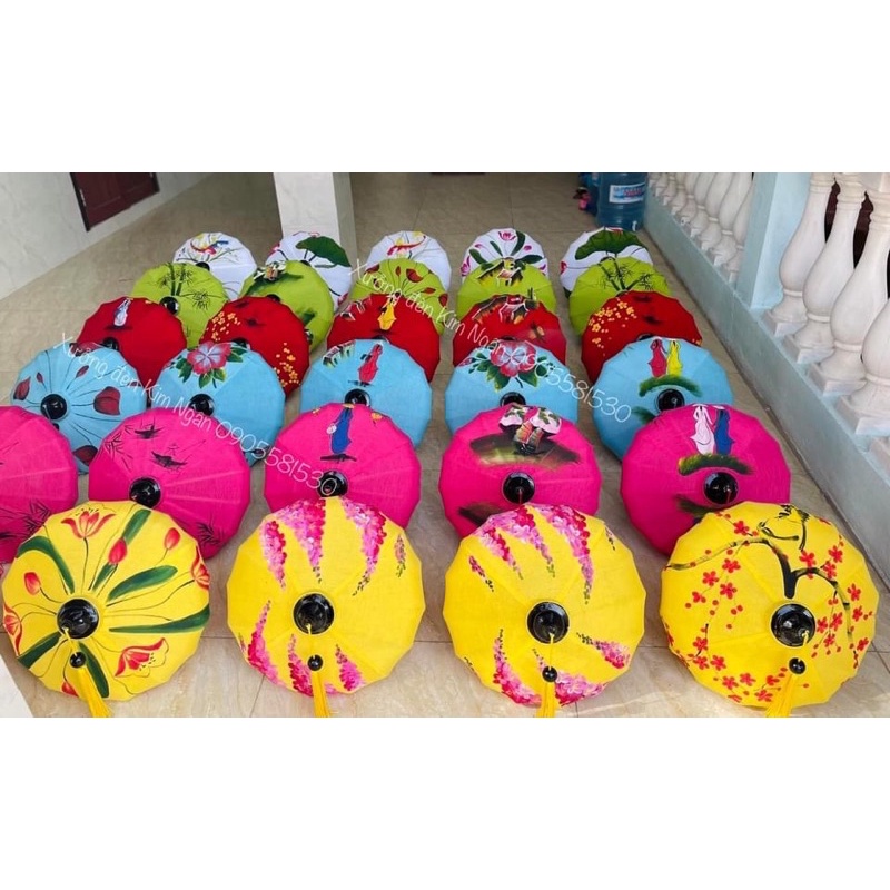 Đèn lồng hội an đĩa bay vẽ phong cảnh chuyên trang trí nhà cửa trung thu