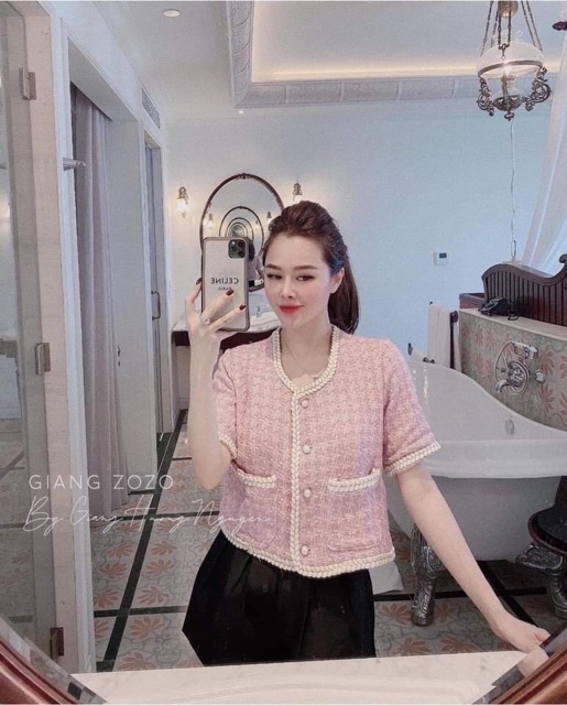 Áo dạ hồng tiểu thư hàng Quảng châu loại đẹp