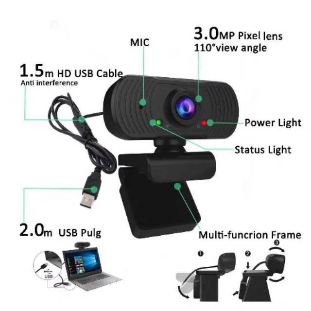 Webcam Hd 2.0mp Tích Hợp Micro Tiện Dụng | BigBuy360 - bigbuy360.vn