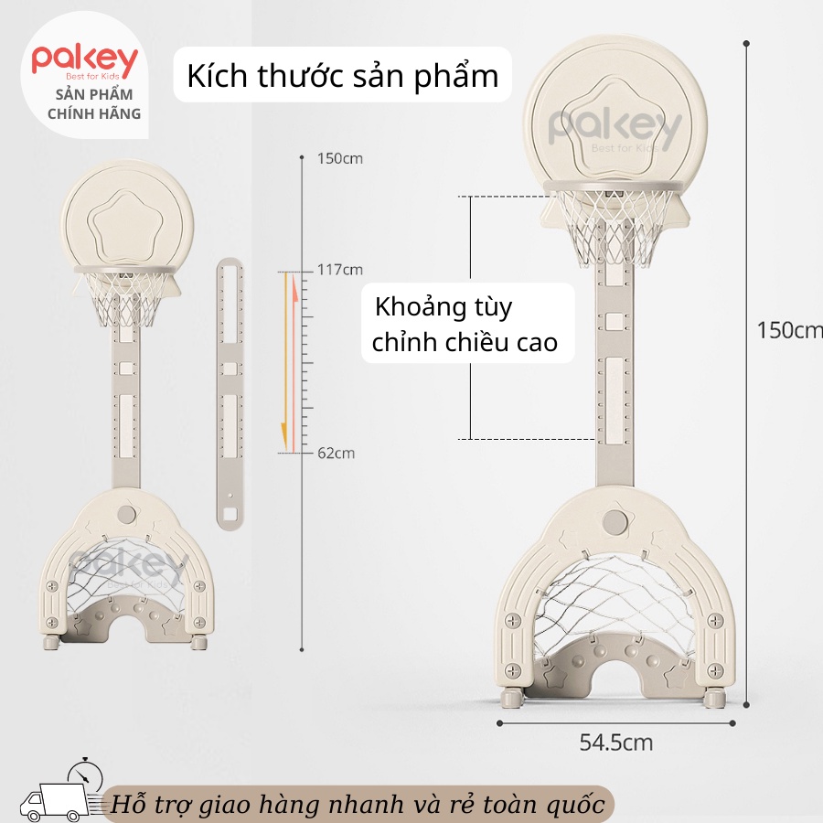 Đồ chơi bóng rổ cho bé 3 in 1, sẵn 3 màu cho bé chính hãng PAKEY TẶNG Bóng đá Bóng rổ Bóng golf cho bé