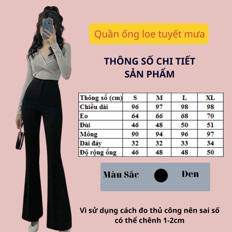 Quần Vải Nữ Ống Loe Cạp Cao Chất Tuyết Mưa Dáng Dài Siêu Tôn Dáng Phong Cách Hàn Quốc Cực Đẹp