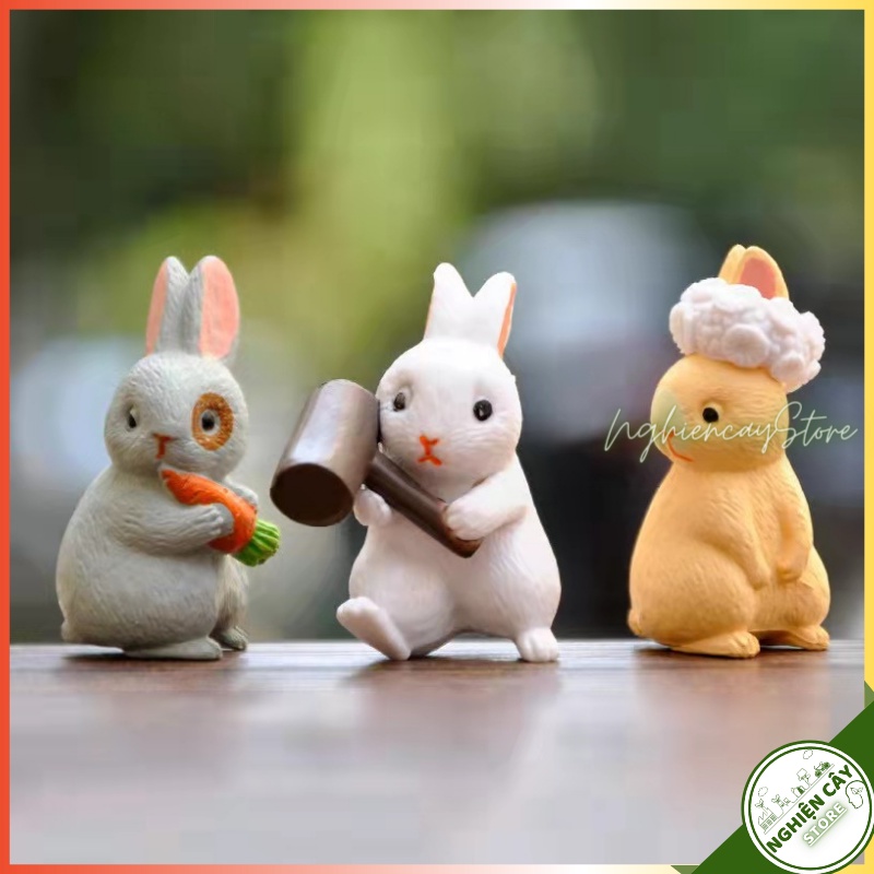Phụ kiện Thỏ nhiều dáng trang trí tiểu cảnh, cây cảnh, sen đá (đơn)