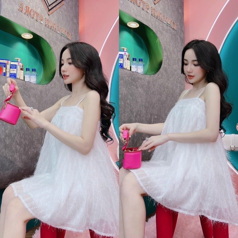 ĐẦM DỰ TIỆC YẾM LÔNG VŨ DÁNG TIỂU THƯ CÓ MÚT NGỰC siêu sang Hàng TK CHUẨN MẪU 💯( Cam kết bán hàng đẹp)