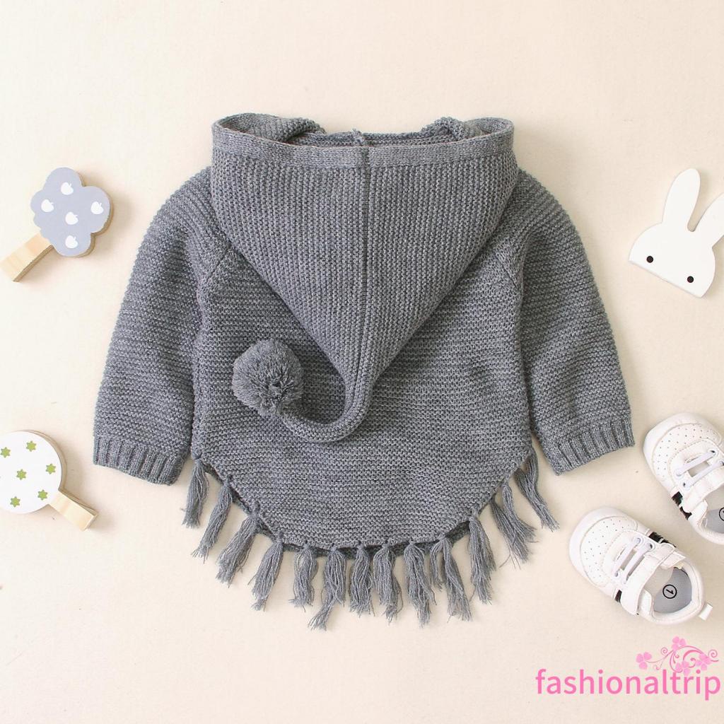 Áo choàng dệt kim tay dài đính nơ thời trang thu đông cho bé gái
 | BigBuy360 - bigbuy360.vn
