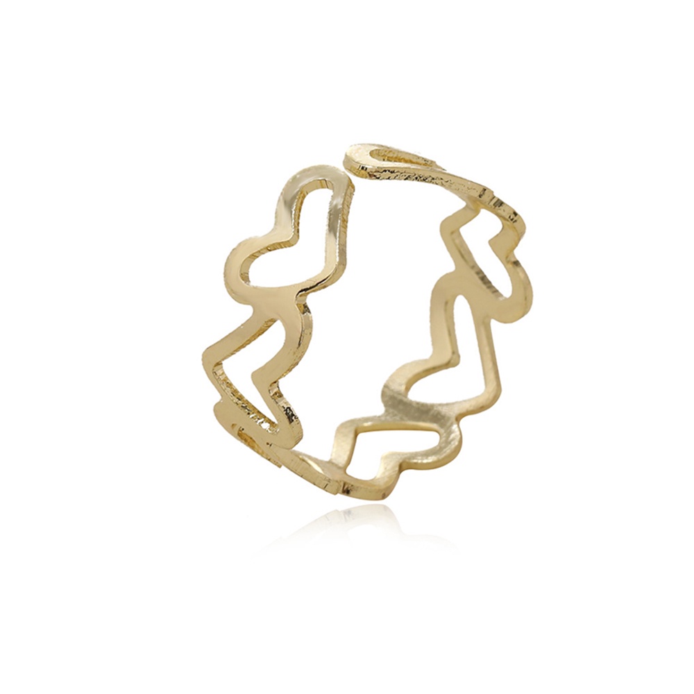 Nhẫn Hở Mạ Bạc/Vàng Hình Trái Tim Rỗng Đơn Giản Có Thể Điều Chỉnh Cho Nữ