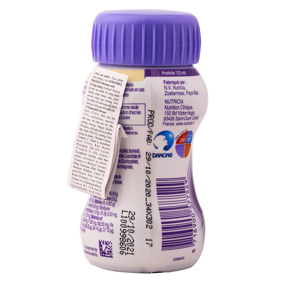 Sữa Fortimel Protein Dinh dưỡng cao năng lượng cho người sau phẫu thuật, người già - 125ml (1 lốc/4 chai)
