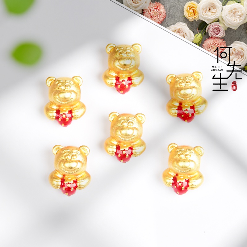 Vòng Tay Dây Bện Xỏ Hạt Không Gây Dị Ứng Hình Gấu Dâu Tây Màu Sắc Chất Lượng Cao DIY