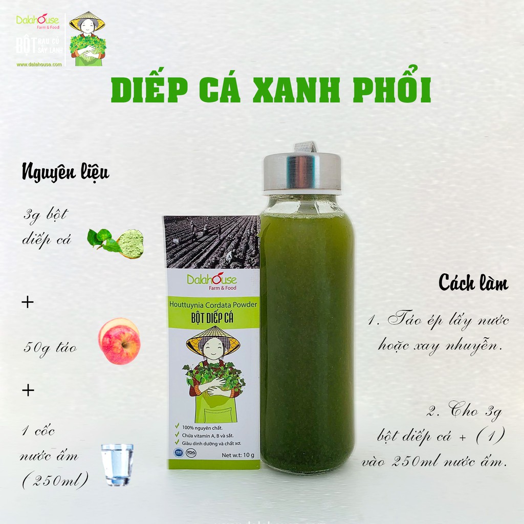 Bột diếp cá hỗ trợ Táo Bón, Quên Cảm Giác Đau, Dalahouse nguyên chất 100% (Hộp 20 gói nhỏ x 3gr) - NPP Anni Store