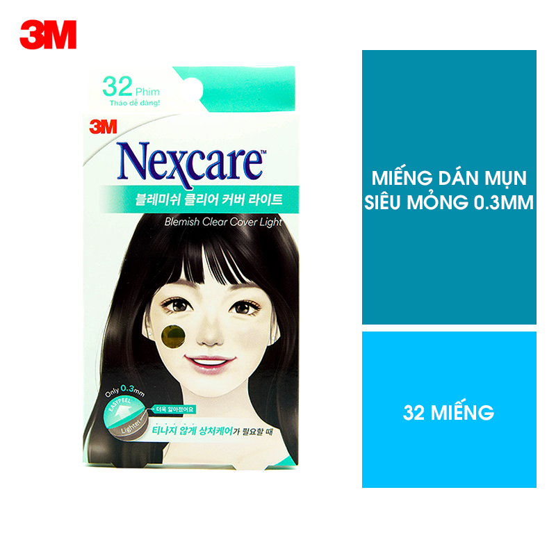 Miếng dán mụn siêu mỏng tháo dễ dàng Nexcare 3M BBC LIGHT 0.3mm 32 miếng