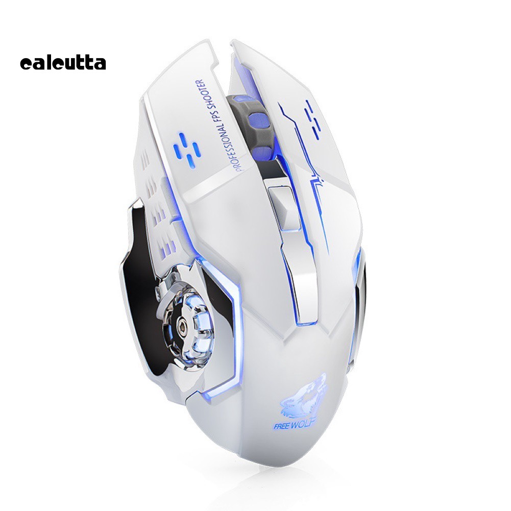 ✡YYS✡Rechargeable LED Backlit Mute Ergonomic Gaming Wireless Mouse with USB Receiver