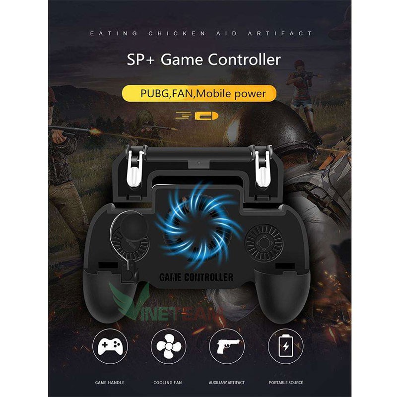 Tay Cầm Chơi Game PUBG Cao Cấp Quạt Tản Nhiệt Kiêm Sạc 2000MAh SP+ -dc3408