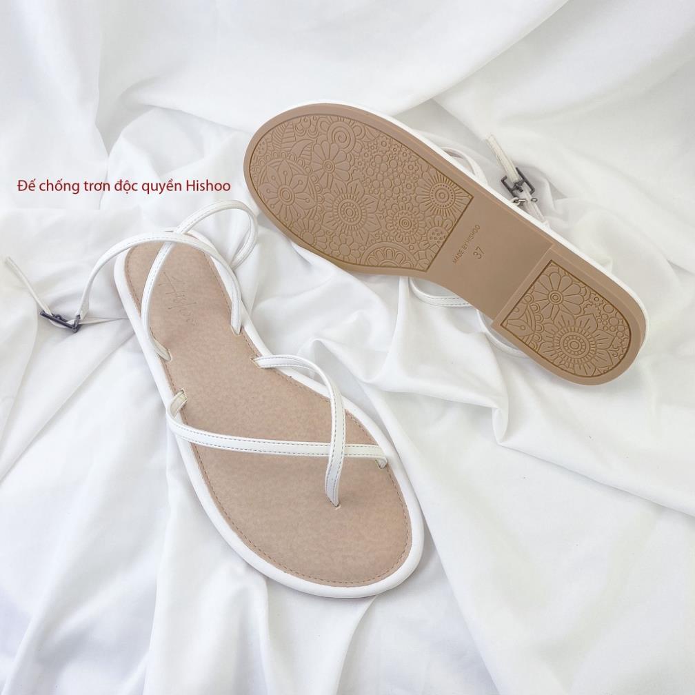 🥐 Dép sandal nữ đẹp thời trang đi biển quai dây mảnh đế bệt cao cấp chính hãng HISHOO S073