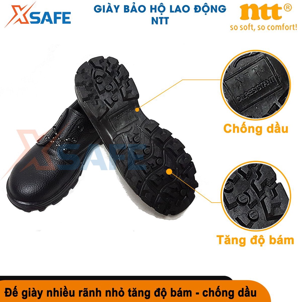 Giày bảo hộ lao động NTT Giày bảo hộ chống đinh chống va đập dùng cho nhà xưởng, công trường - chính hãng