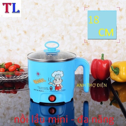 nồi điện nấu mì siêu tốc 1,6l mini đa năng 2 tong 1 4.8