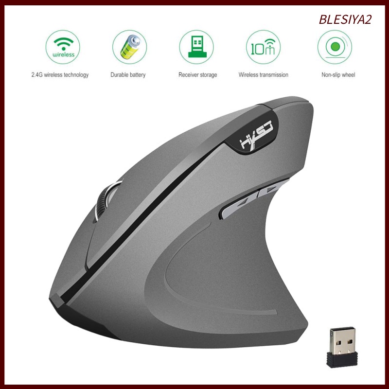 2.4G Ergonomic Optical Wireless Mouse 800/1600/2400DPI Vertical Mice Black
