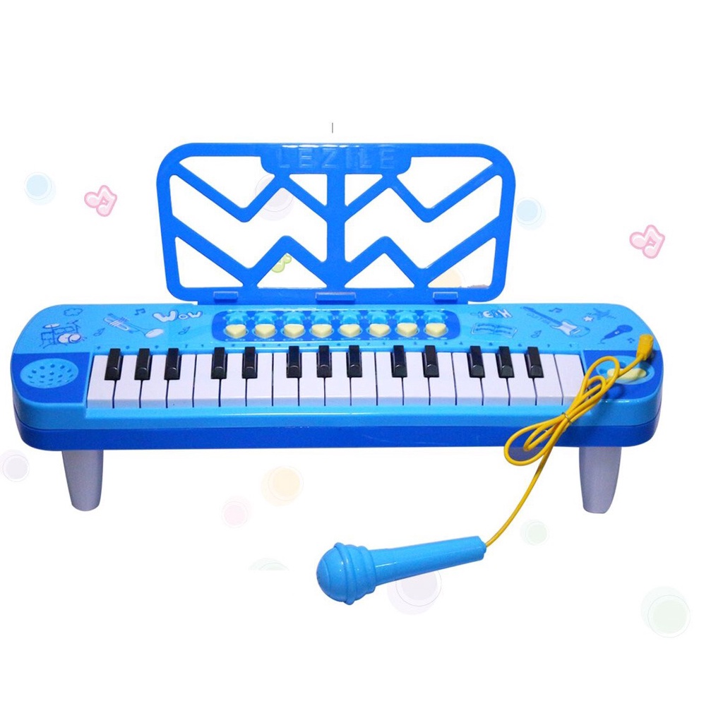 Đồ Chơi Đàn Piano Cho Bé Có Đèn Nhạc Và Micro Chuẩn Âm, nhựa ABS an toàn