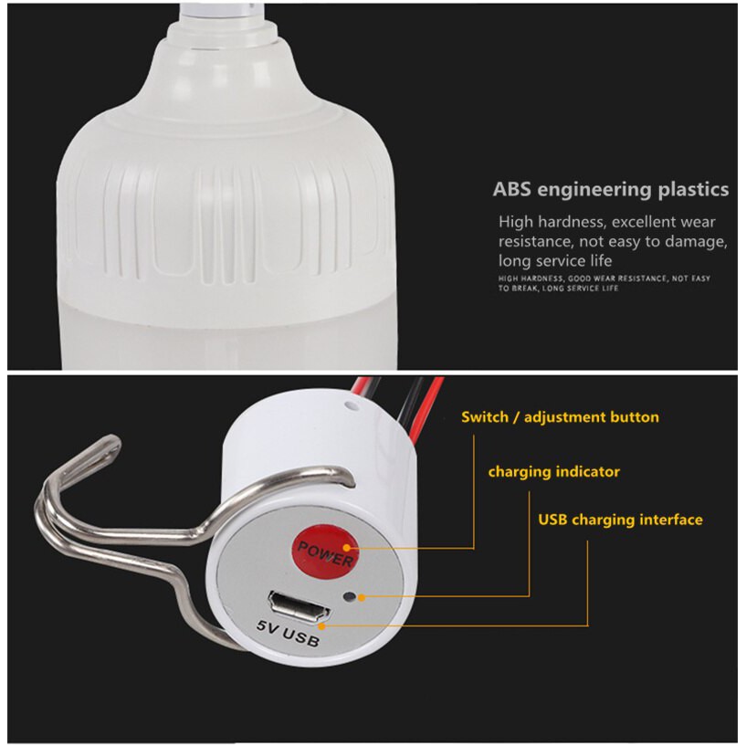 Bóng đèn Led sạc tích điện 50W/70W/80W thích hợp Du lịch-Dã Ngoại- Bán Quán_ Mos Shop