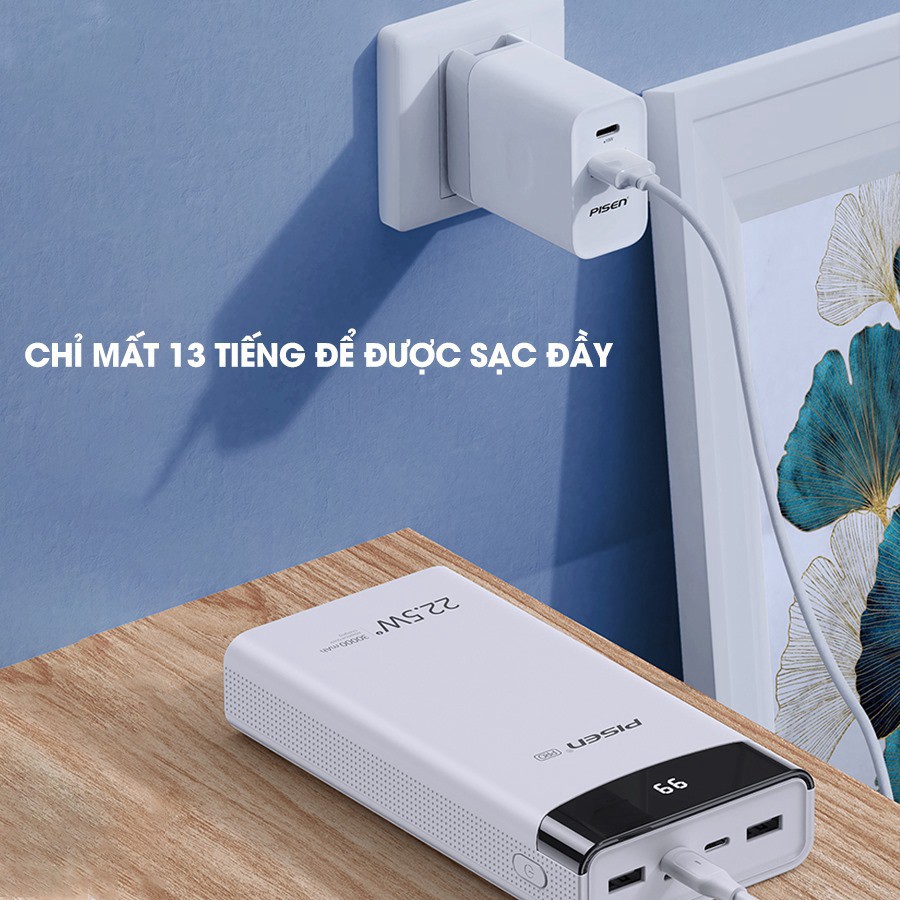 { Free ship } Sạc dự phòng PISEN pro led station 30000MAH, 22.5W - hàng chính hãng