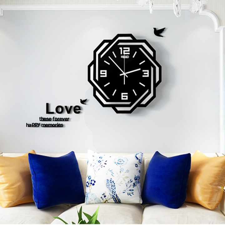 Đồng hồ treo tường mặt vuông cách điệu 48x48 cm - đồng hồ treo tường phong cách hiện đại DH-110