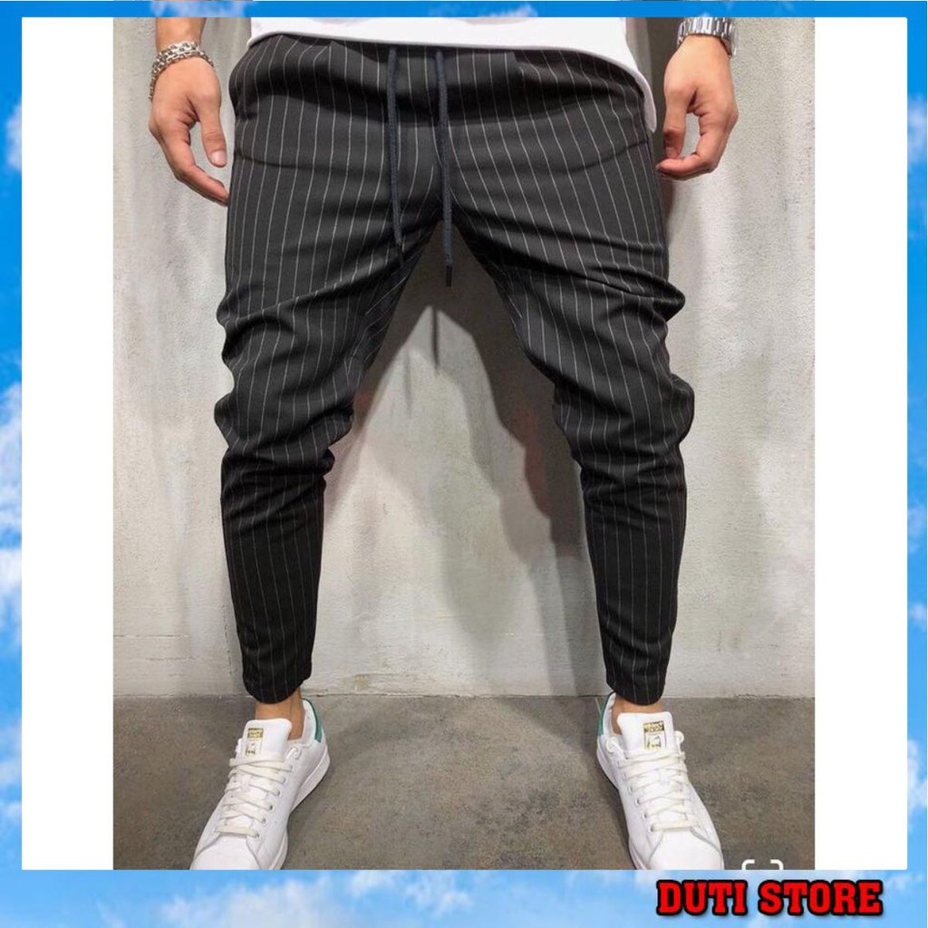 Quần tây jogger kẻ sọc, quần thể thao dạo phố Duti