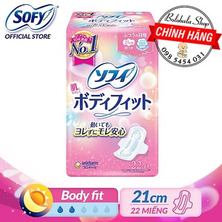 Băng vệ sinh Sofy body fit 22 miếng siêu mỏng mềm của Unicharm Nhật Bản 21cm