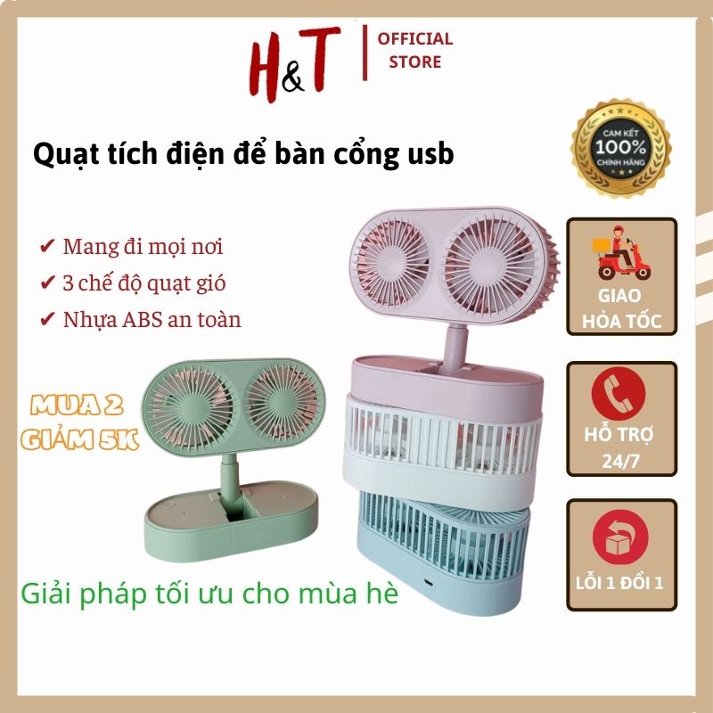 Quạt tích điện mini gấp gọn 3 chế độ FY050 cầm tay