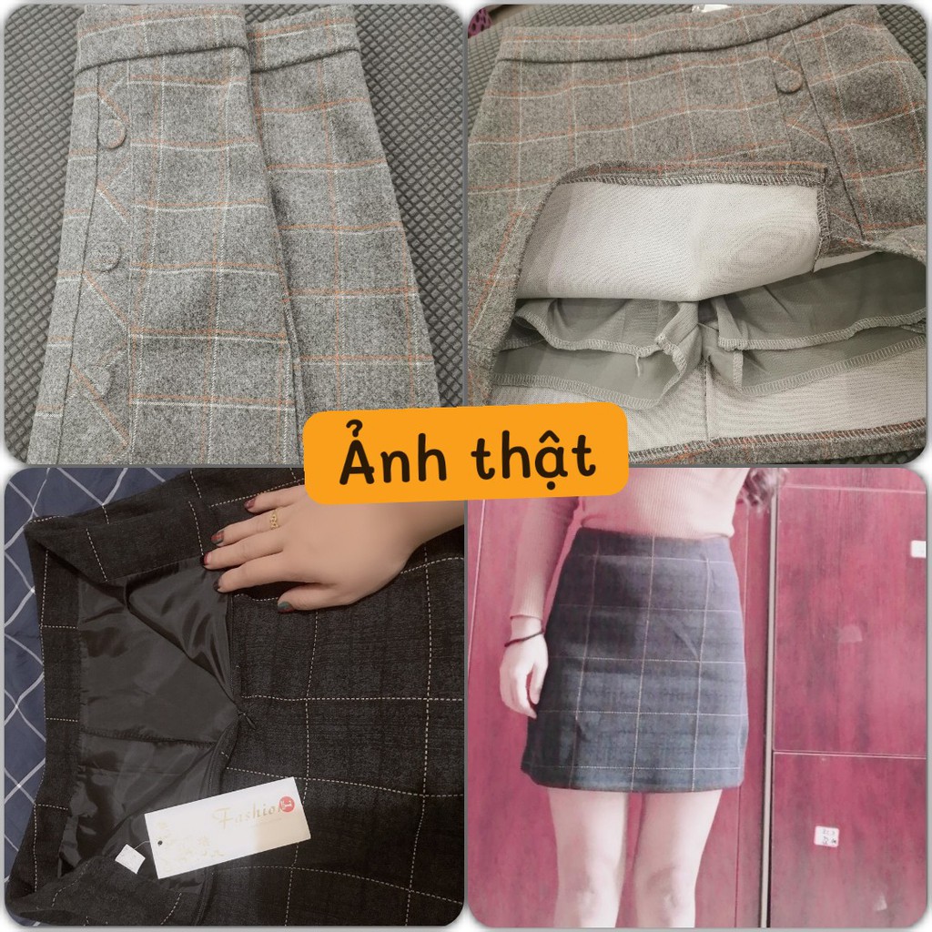 [HÀNG CÓ SẴN] CHÂN VÁY DẠ CHỮ A KÈM QUẦN TRONG PHONG CÁCH HÀN QUỐC