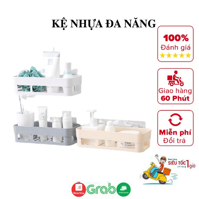 Kệ nhựa treo tường nhà bếp nhà tắm bằng nhựa cứng kệ để đồ đa năng có miếng dán tiện lợi chịu lực