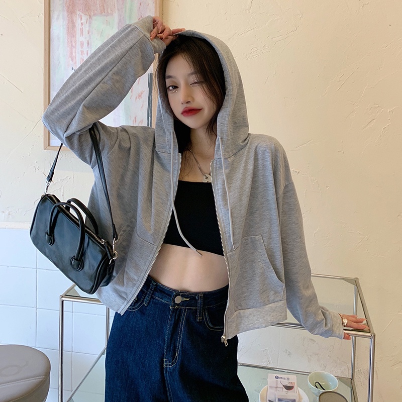 Áo Khoác Cardigan Dáng Ngắn Có Mũ Trùm Thời Trang Mùa Thu Cho Nữ