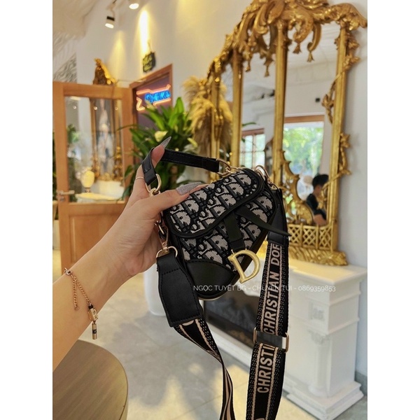 Túi Yên Ngựa Mini Thổ Cẩm Đeo Chéo Nữ 13 cm Dây Bản  To Mẫu Mới