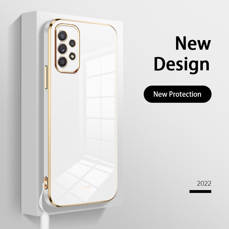 Ốp Điện Thoại Silicon Mạ Viền Sang Trọng Kèm Dây Đeo Cho Samsung Galaxy A32 A52 A52S A72 4G 5G