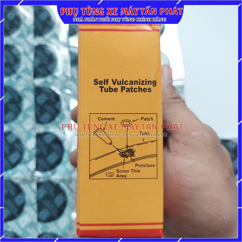 Hộp 50 miếng Tròn 42mm Chuyên Vá Vỏ - Ruột Xe Máy Ô tô Xe Hơi Lốp Không Ruột Chính Hãng Tawan - Đài Loan