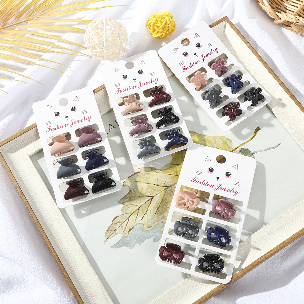 Haimeikang Set 6 kẹp tóc cỡ nhỏ kiểu dáng đơn giản dễ thương cho nữ