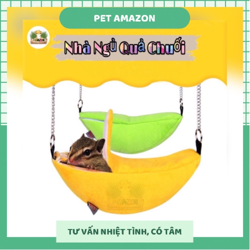 Nhà ngủ hình quả chuối treo lồng dành cho sóc hamster