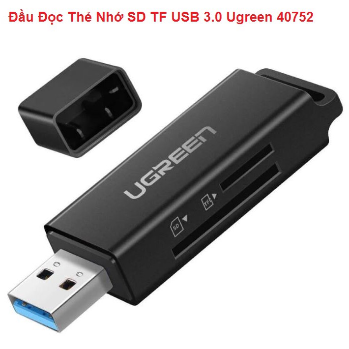 Đầu Đọc Thẻ Nhớ SD/TF USB 3.0 Ugreen 40752 (Đen)