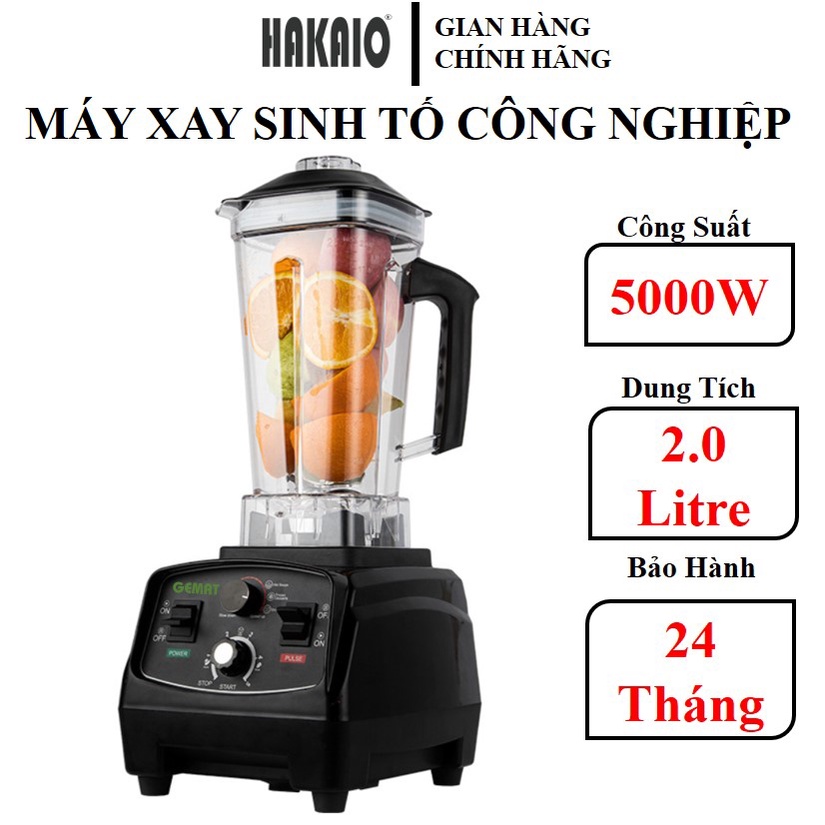 Máy xay công nghiệp 5000W GEMAT [BH-24 Tháng] Có CHẾ ĐỘ HẸN GIỜ, Xay ĐÁ,Hoa quả,Rau củ, Sinh tố.