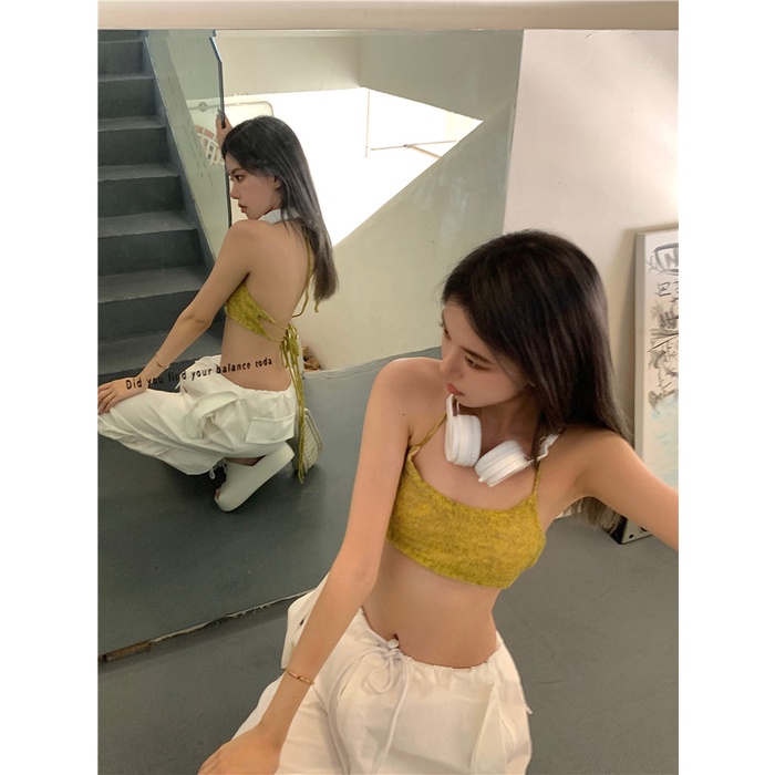 DUNEA Set Áo Hai Dây + Áo Khoác Cardigan Phong Cách Vintage Nữ Tính