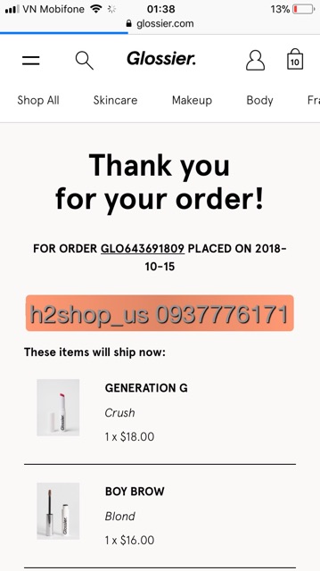 Gom order set dưỡng da Glossier